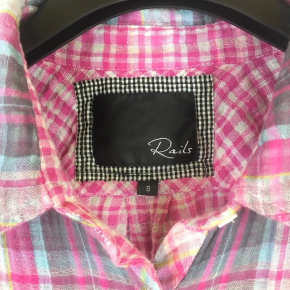 Rails Kendra Pink Plaid Cotton Button Down Shirt - Picture 3 of 8